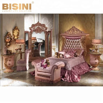 Bisini Luxury Children Royal Princess Pink Kids Bed Small Size