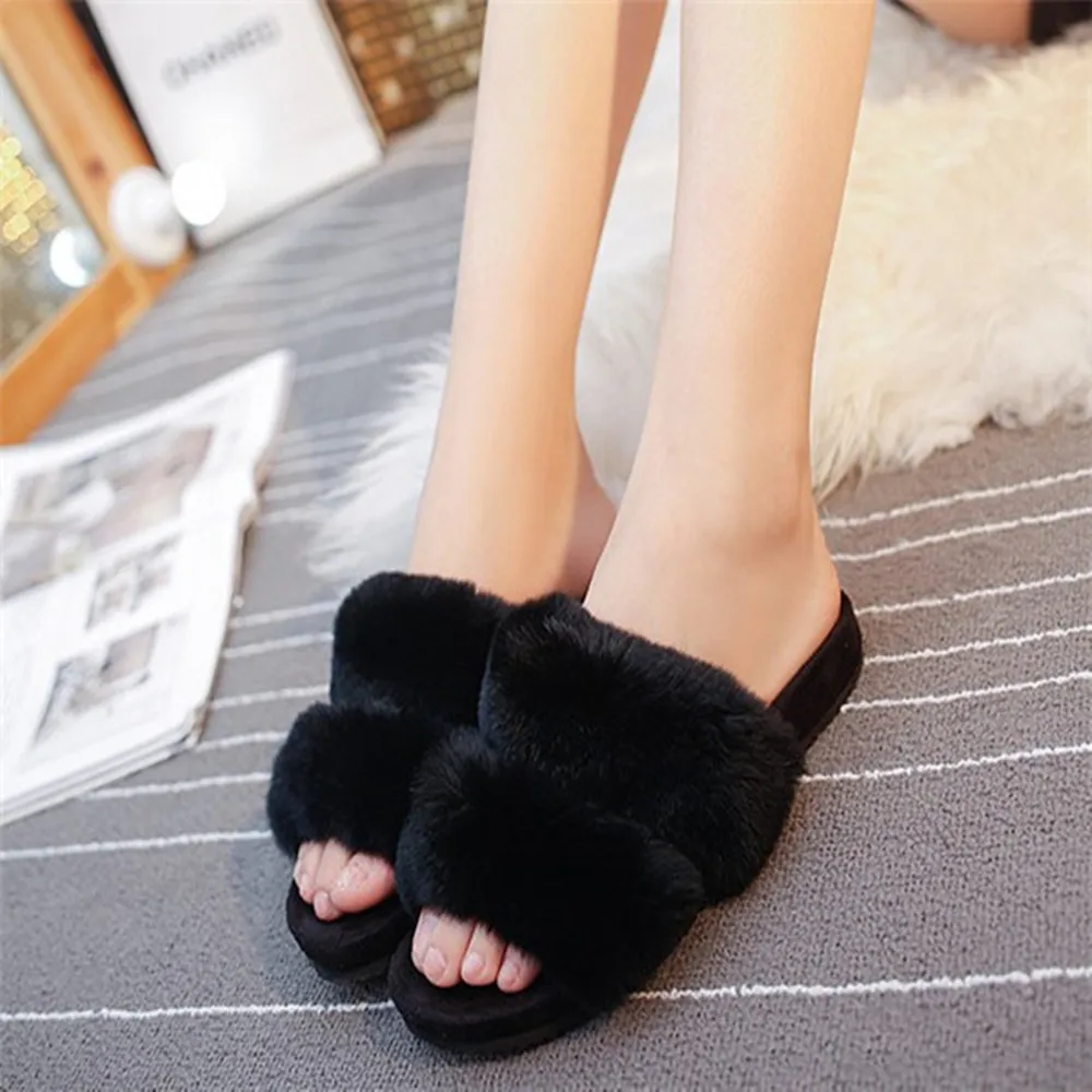 heeled slippers with fur