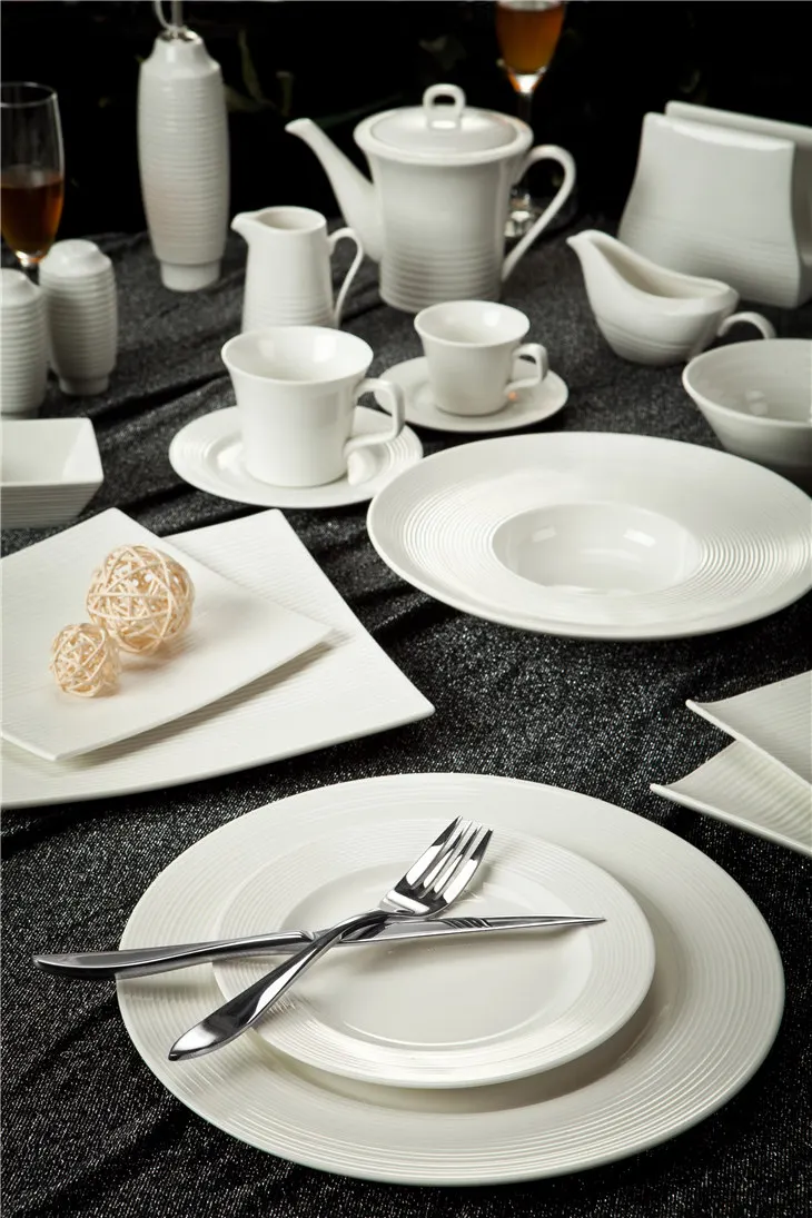 Wholesales Hotel Modern Super White Porcelain Catering Banquet
