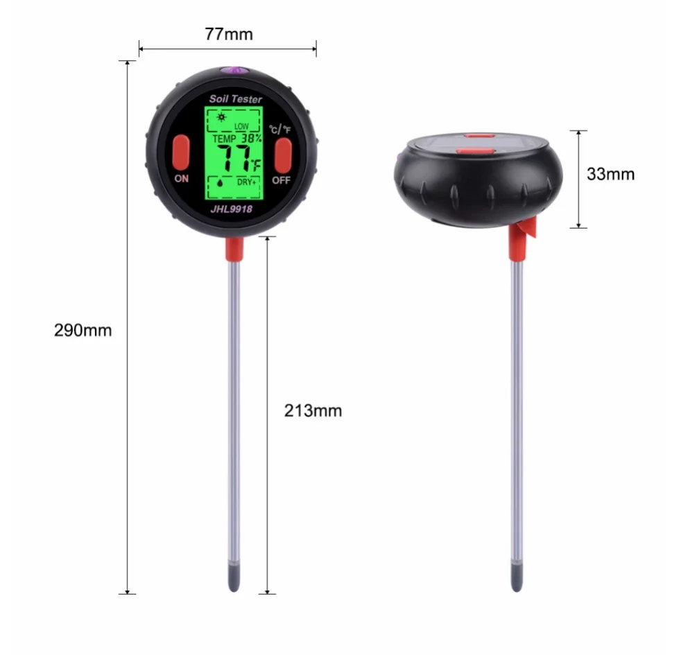 Professional High Accuracy Digital Soil Meter Ph Light Hygrometer