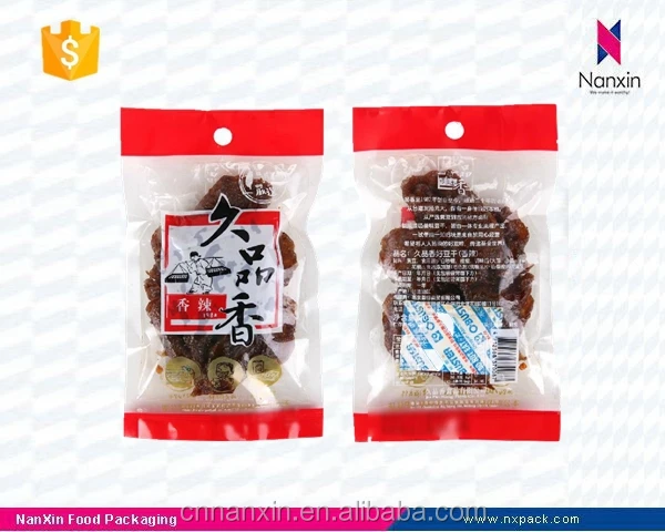 custom logo transparent dried food snack packaging bag heal seal food packaging bag