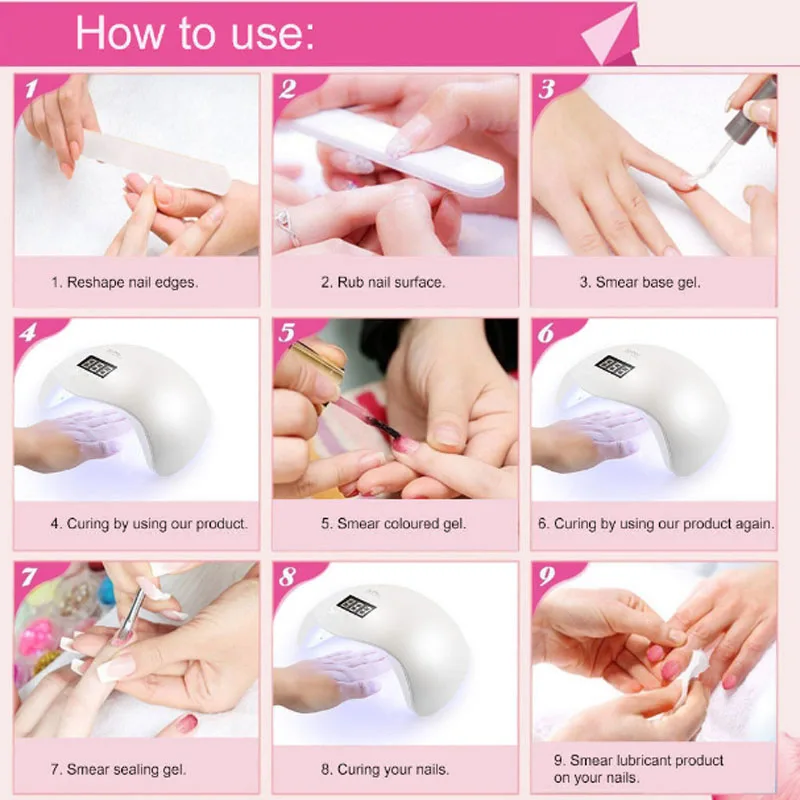 LED Nail Lamp Nail Dryer Gel Polish Curing Automatic Manicure Dryer 24 led Lights