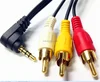 Gold Plated 5 ft 1.5m Mini AV 3.5mm 4 pole plug to 3 RCA plug male A/V Composite video cable