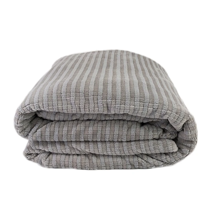Super Soft Jacquard Stripe Embossed Jacquard Fleece Flannel Fabric