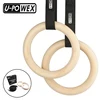 durable wooden exercise fitness training gym rings abs gymnastic ring