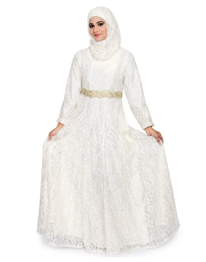 Custom White Lace Dubai Abaya Wholesale,Muslim Girl Dress,Dubai Muslim