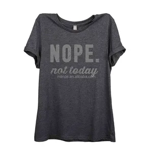 Wholesale Nope Not Today Womens Relaxed Shirt Tees Charcoal Grey Short Sleeve Crew Neck Simple Cheap Printed T-Shirt Wholesale Nope Not Today Womens Relaxed Shirt Tees Charcoal Grey Short Sleeve Crew Neck Simple Cheap Printed T-Shirt
