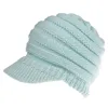 12 colors ladies newsboy beanie tail hats knit visor chunky baseball cap hood warmer cabled cap