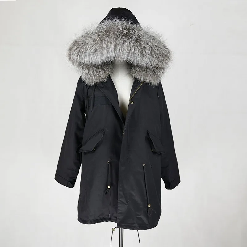 ladies black parka with fur hood