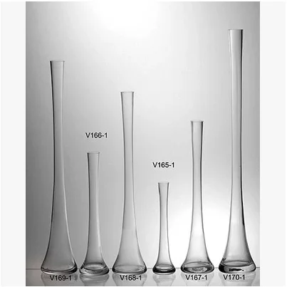 Long Neck Clear Glass Flower Vase For Home Decoration Table