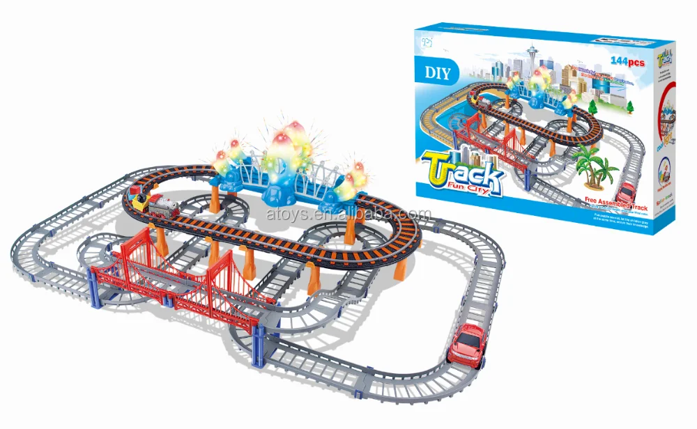 144 Pcs Toy Car Track Plastic For Kids Slot Car Track For Boys Mini Car