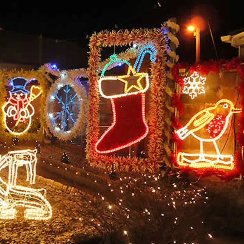 Outdoor 2d Rope Light Nativity Led Wisement Set Sculpture