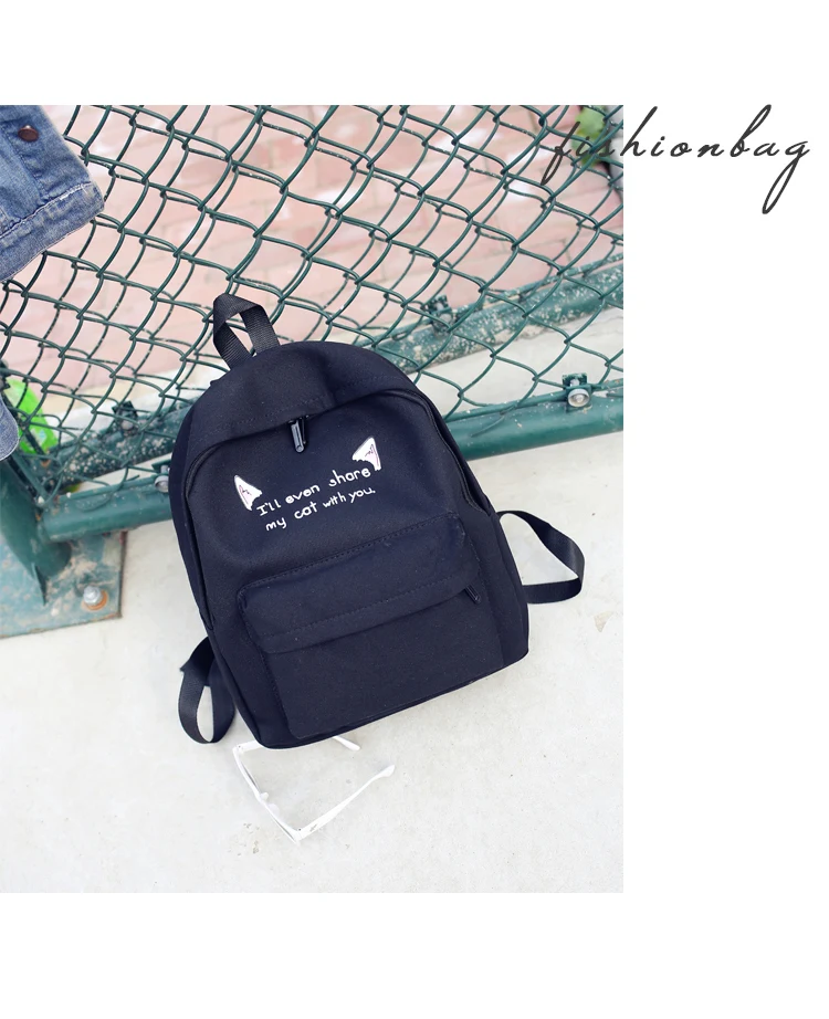 Backpacks Cat Ear Backpack Canvas Cartoon School Bags Women Bag For
