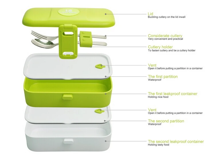 Eco-friendly Insulated Hot Box Food Warmer Container Kids Plastic Lunch