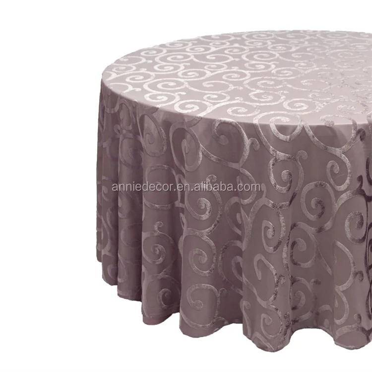 Disposable popular Elegant gougou velvet embroidery round linen table cloth