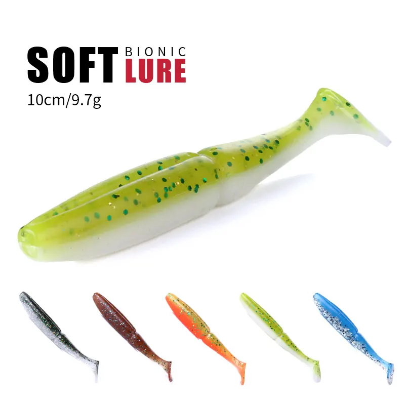 Soft plastic lure x10 Mixed Colours 9cm minnow Paddle Tail shad 