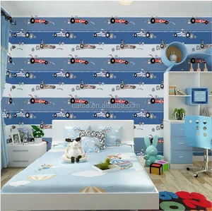 Blue Non Woven Wallpaper Car Wallpaper For Boys Room