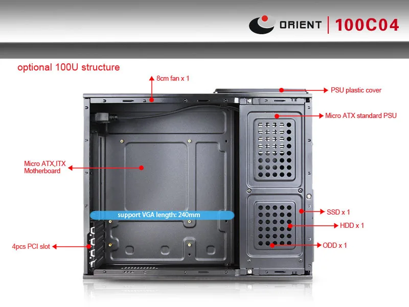 Mini Secc Slim Micro Atx Computer Case With Chassis Size L400*w104