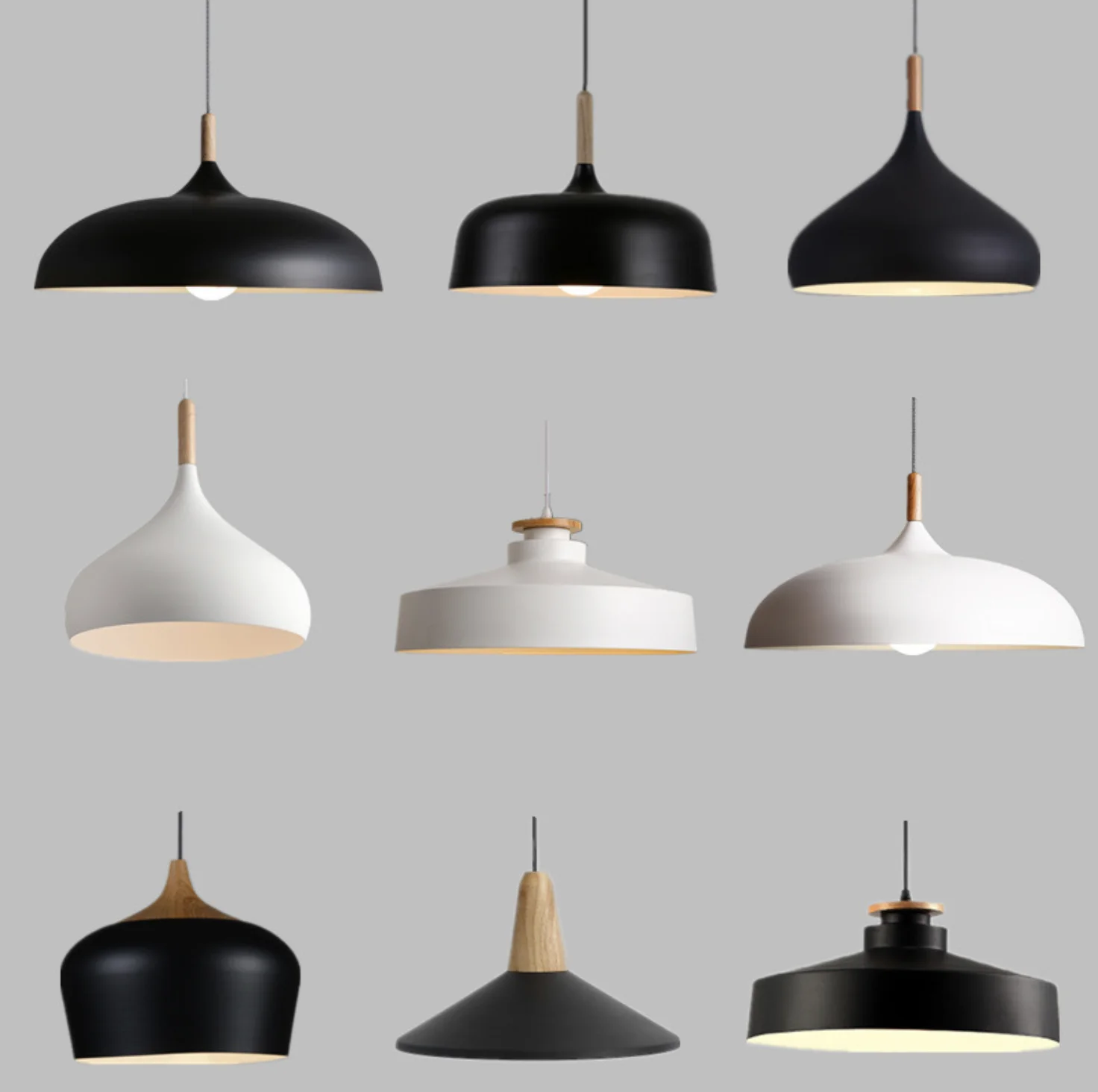 天花灯厨房照明枝形吊灯白色和黑色彩绘灯罩古董吊坠