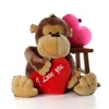 Custom STUFFED MONKEY BIG DADDY plush toys WITH I LOVE YOU HEART PILLOW