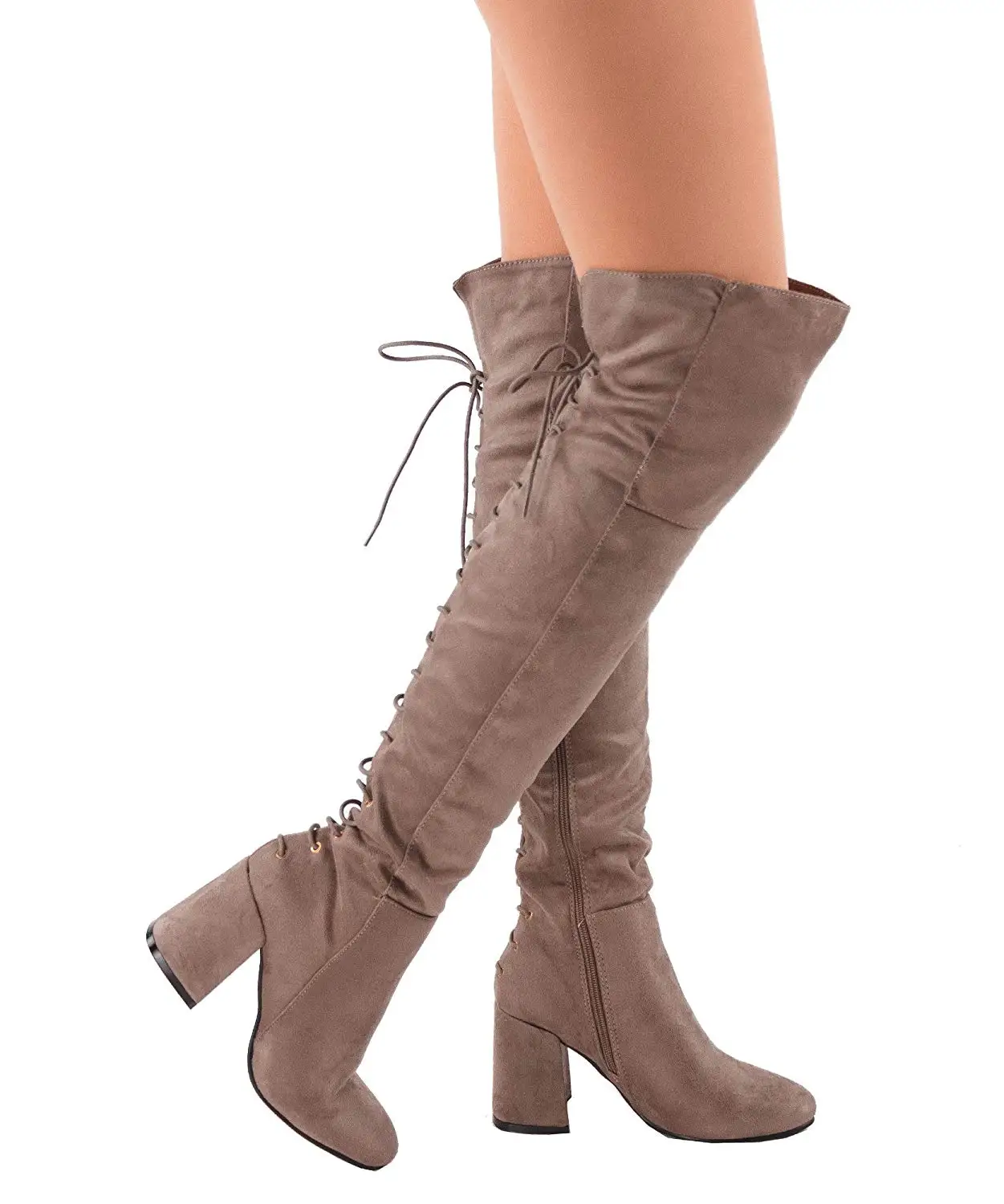wide calf knee high block heel boots