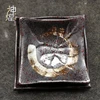 Japanese restaurant tableware hand painted stoneware hotel ware dinnerware black Korean square plate dish