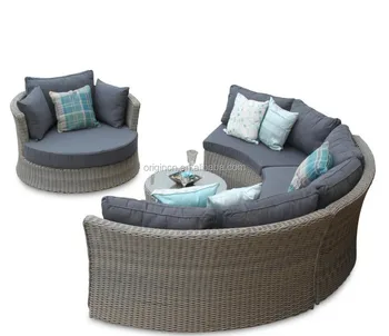 Outdoor Used Round Shape Chair And Half Moon Sectional Sofa Garden Rattan Furniture