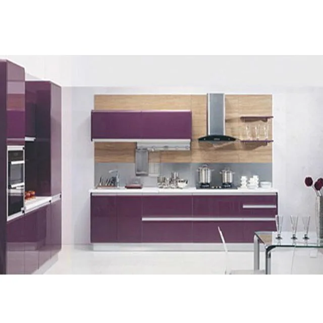 Classic Style Kitchen Cabinet With Granite Center Island Purple