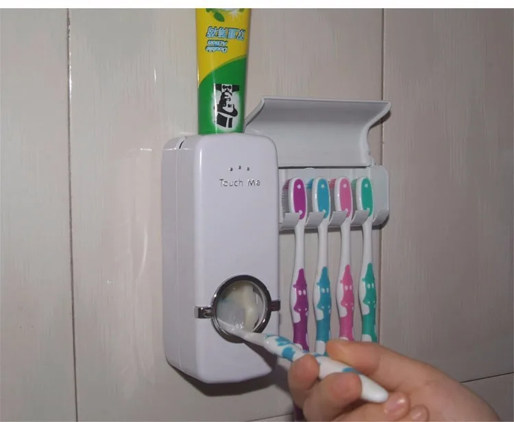 Distributeur de dentifrice 5 Porte-brosse Ã  dents Set Wall Mount Stand Brosse Ã  dents famille Sets Fashion Salle de bains