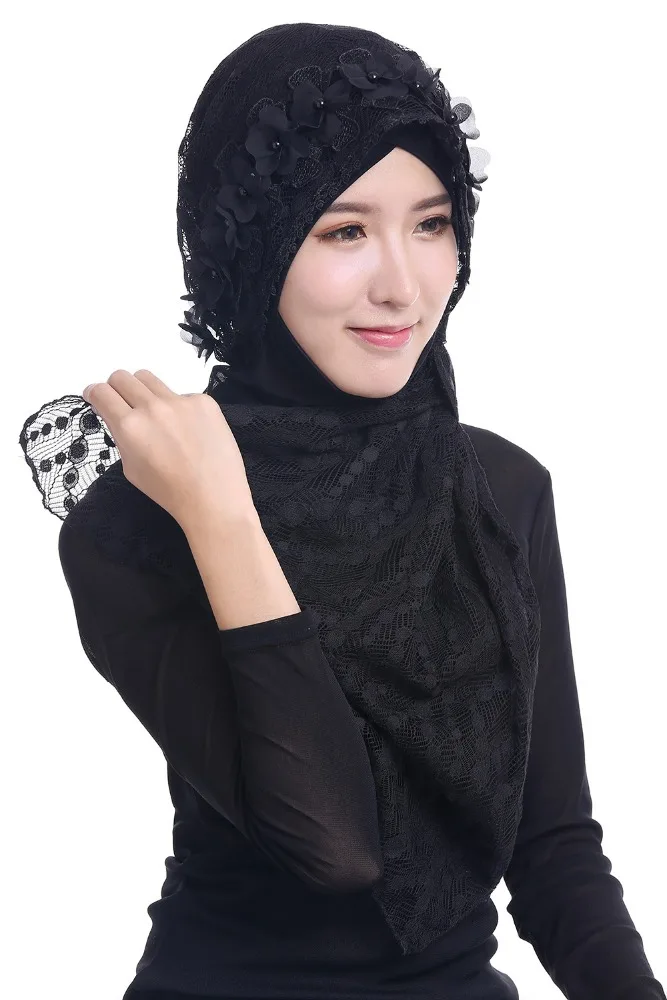 Fille Hijab Musulman Islamique De Mode Dentelle Foulards Châles Pour Femmes Wrap