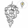 Beadsnice ID30737 925 sterling silver leaf 43.5x24mm pin size 0.8x2mm fit 8.5x8.5mm round sold by PC pendant bezel trays