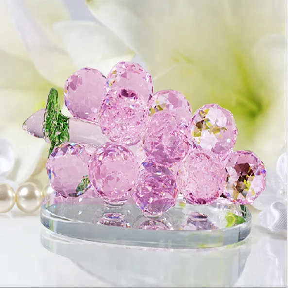 High Quality Crystal Glass Grape Cluster Craft For Home Decoration