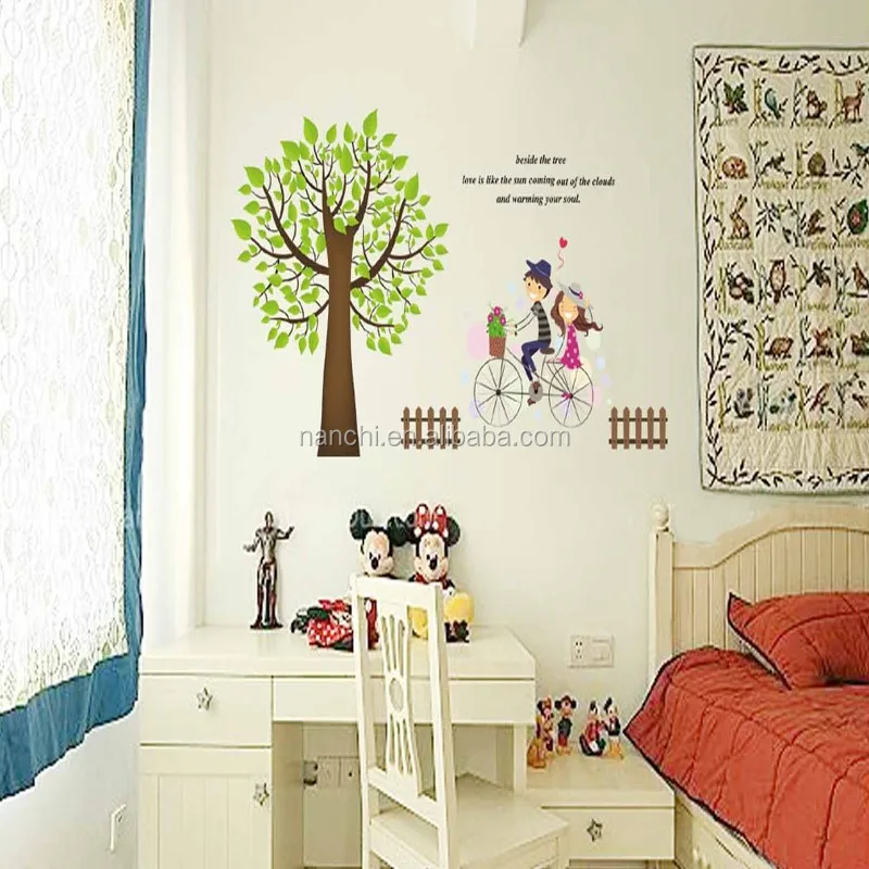 Jeunes Couples Amoureux D Entrainement Velo Romantique Sticker Mural Pour Chambre Salon Papier Peint Bricolage Decor A La Maison De Mariage Buy Autocollant De Mur Romantique De Bicyclette Papier Peint De Salon De