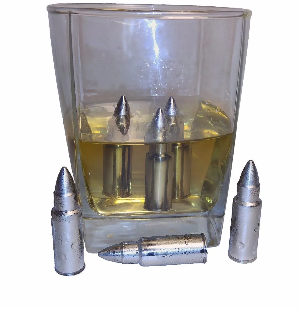 Stainless Steel Bullet Shaped Ice Cubes,Foodgrade Build No Dilution Whiskey Stones,Chilling