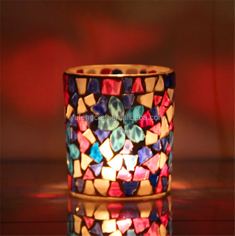 Mosaic Glass Candle Container Handmade Buy Mosaic Glass Candle
