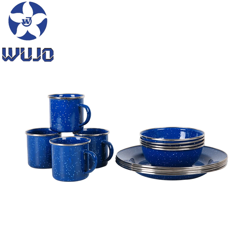 Custom Printing Enamel Mug Bowl Plate Camping Dinner Set Buy Custom