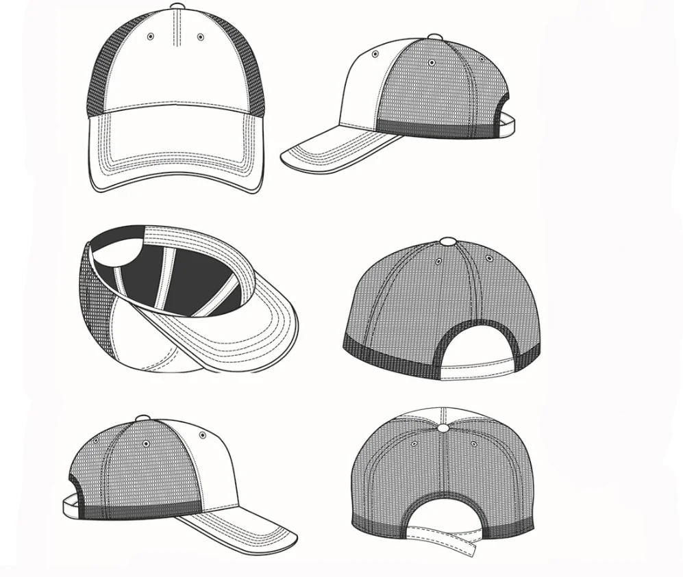 Menyesuaikan Topi Trucker Trucker Hat Cap Template Kurva 