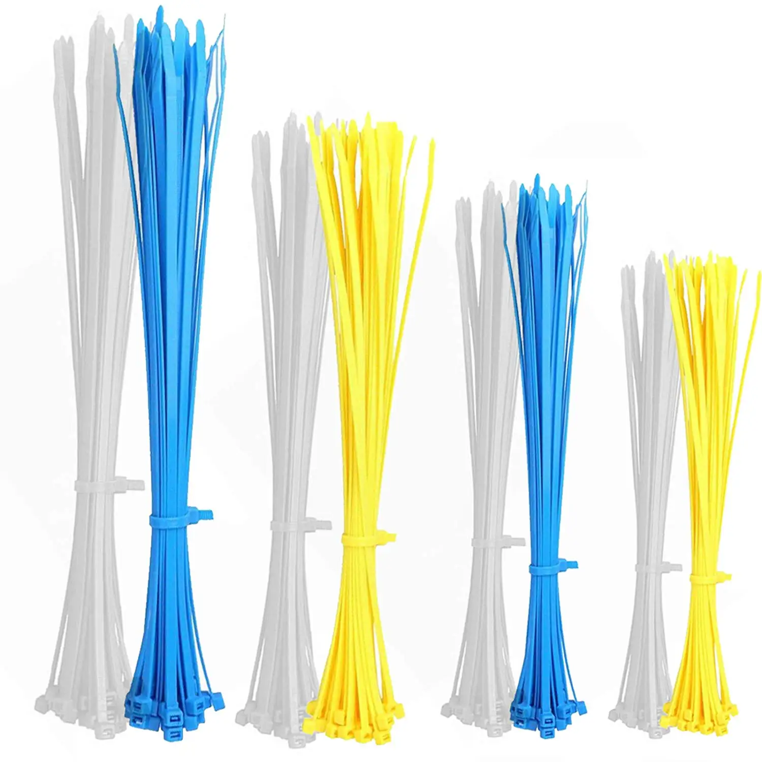 Self-Locking Nylon Plastic Ties Combo Pack Zip Ties Heavy Duty Cable Ties 4+6+8+10+12 Inch Black /& White 1000pcs