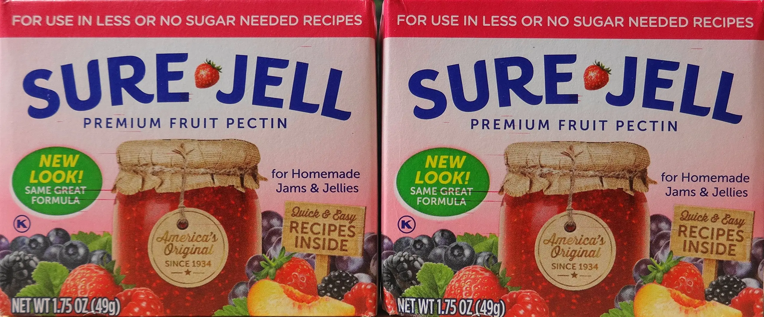 Sure Jell Premium Fruit Pectin, 1.75 Oz (49g) Twin Pack. 