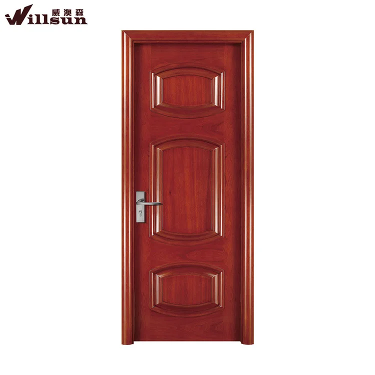 Factory Direct Sales Lash Door 3 Panel Red Paint Solid Teak Wood Door ...