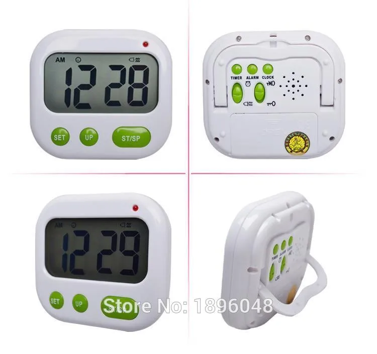 Dual Alarm Digital Timer Desktop Lcd Remind Vibration Clock/ Count Down