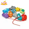 Wholesale popular early learning wooden threading animals blocks toy as children gift W11E072