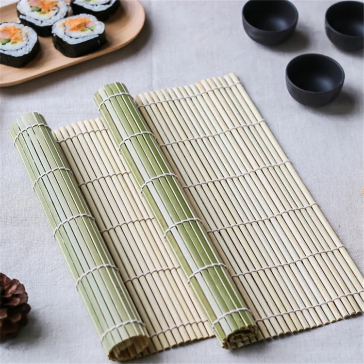 Mesa de Comedor de rectángulo Beige Bambú manteles individuales Ajustes de lugar Sushi Rolling Mat