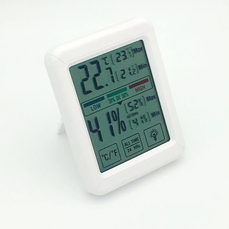 Huishoudelijke Indoor Touch Screen LCD Digitale Thermometer Hygrometer