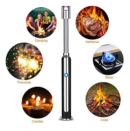 Electric Candle Lighter, Rechargeable Arc Lighter with Safety Switch LED Battery Display 360 Flexible Neck, Flameless Windproof