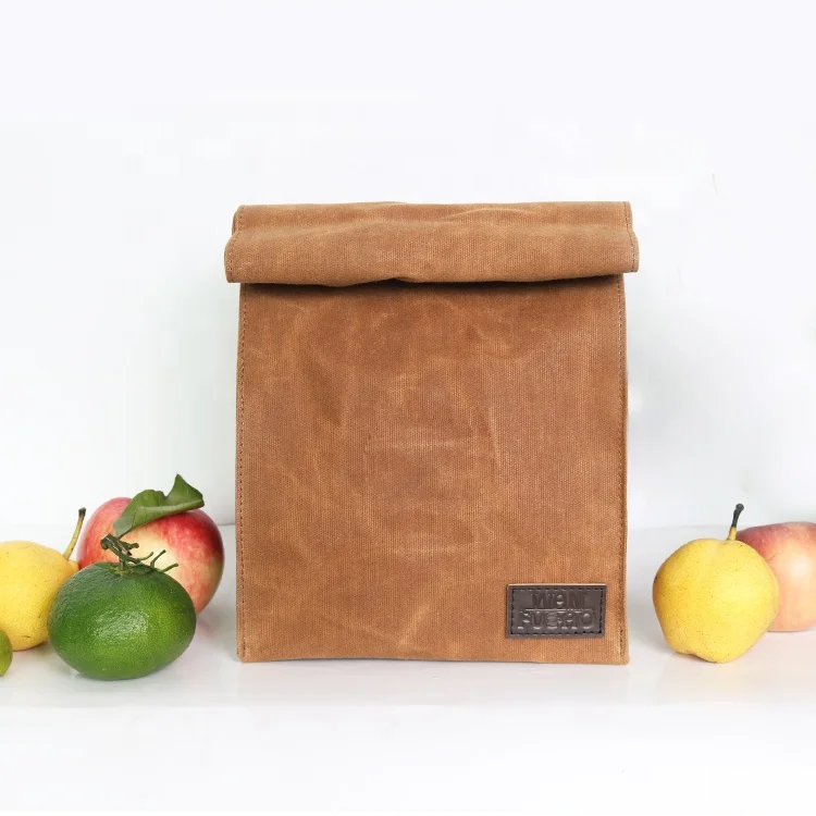 Custom Durable Biodegradable School S Insulated Waxed Canvas Lunch Tote Bag