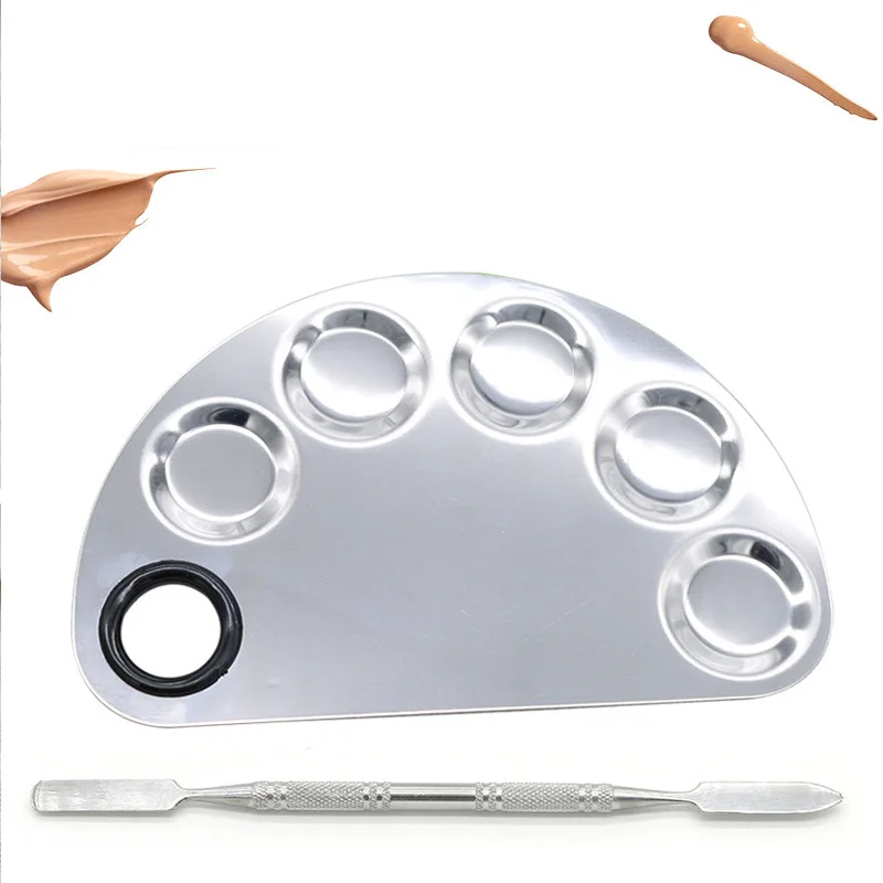 Stainless Steel Makeup Palette Plate Spatula Semi Circle Eyeshadow Nail ...