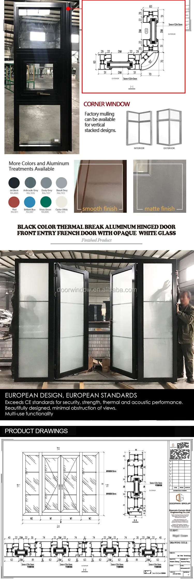 2020 new design tempered glass heat insulation fixed window awning windows european design