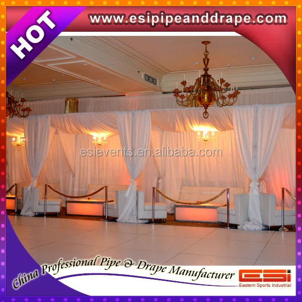 ESI new finished 2.0 telescopic aluminum Pipe and Drape for wedding, curtain stand for wedding decoration