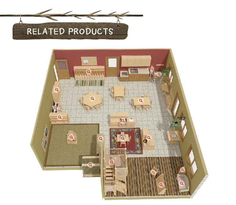 Wood Sideboard Modern Kids Cabinet of Preschool Furniture